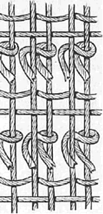 Ткань ворсового ковра с полуторной вязкой узла
