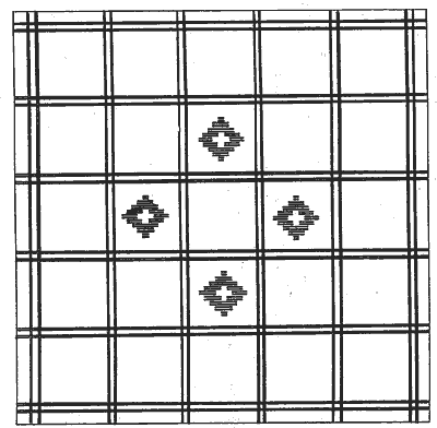 Схема композиции салфетки с выборным узором в виде ромбов в клетках